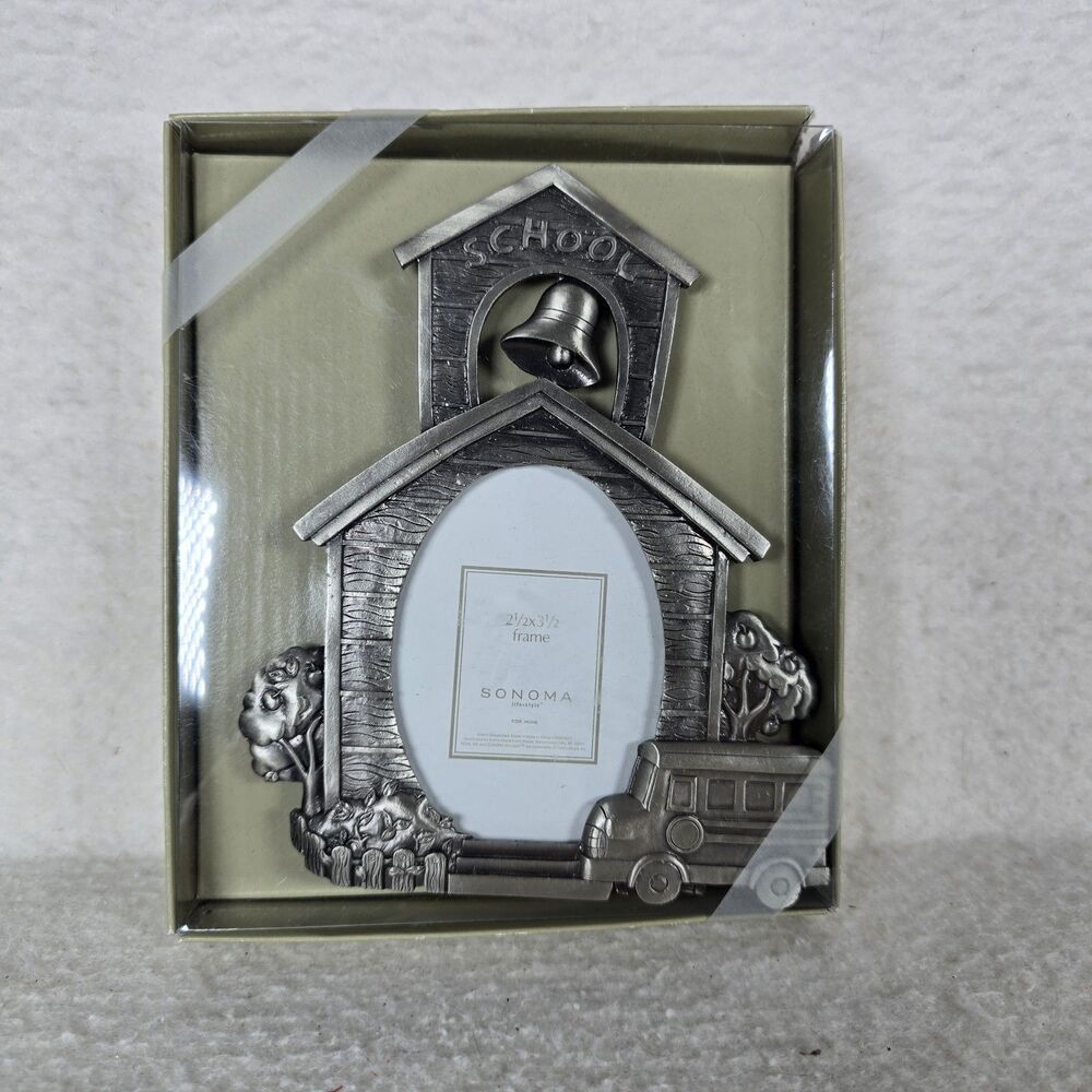 Sonoma Pewter School House 2.5x3.5 Picture Frame Perfect For A Teacher Brand New